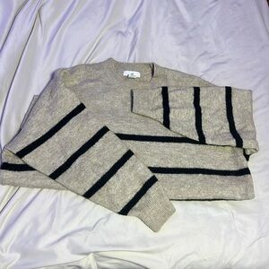 H&M Beige and Black Striped Sweater